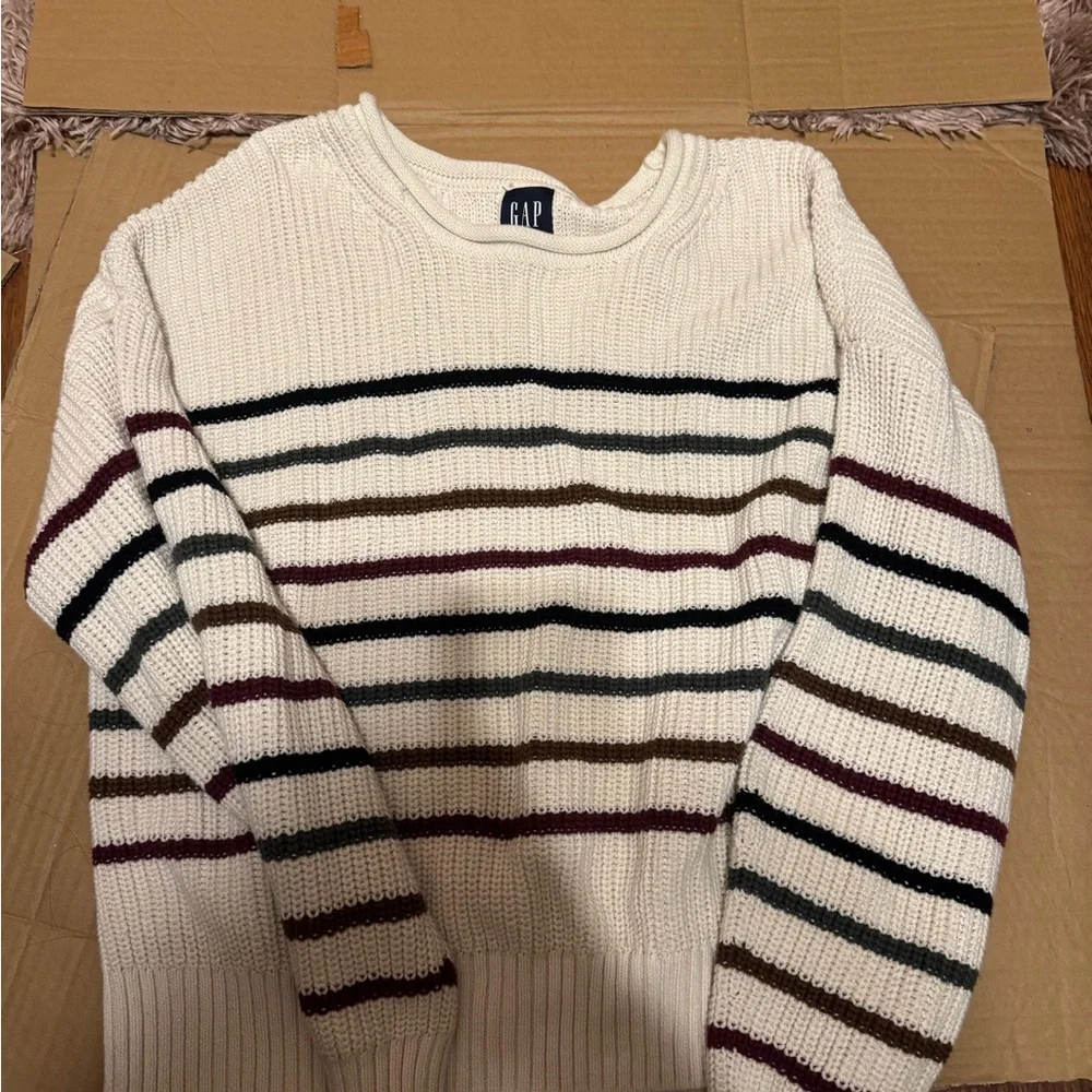 GAP Cream Sweater with Multicolor Stripes - Picture 1 of 1